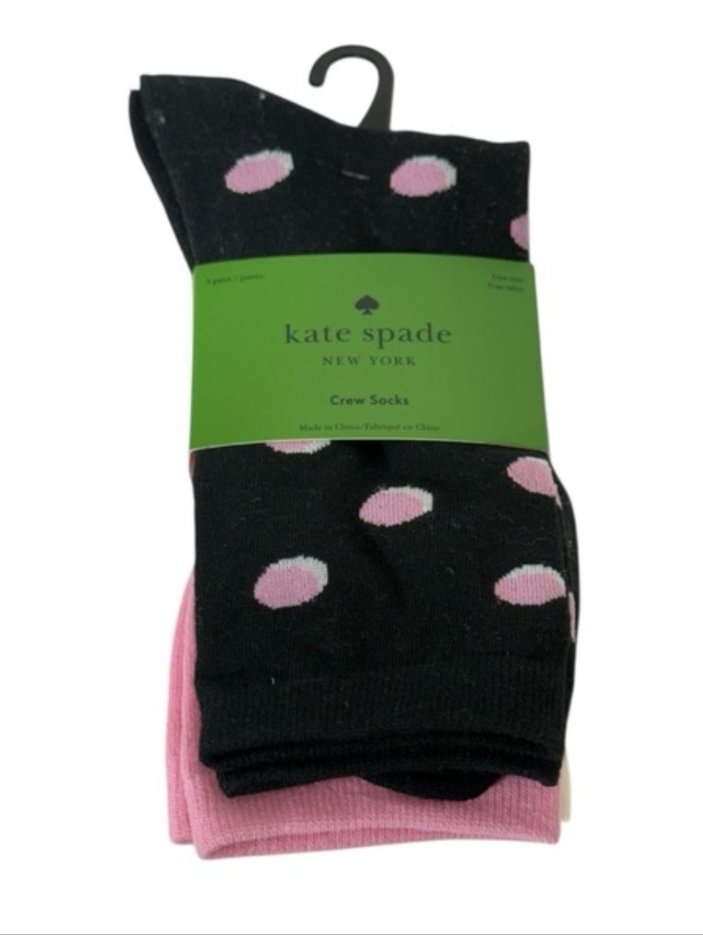 NWT Kate spade 3 Pair Quarter socks  pink polka Dot, solid pink & Beige W Spade